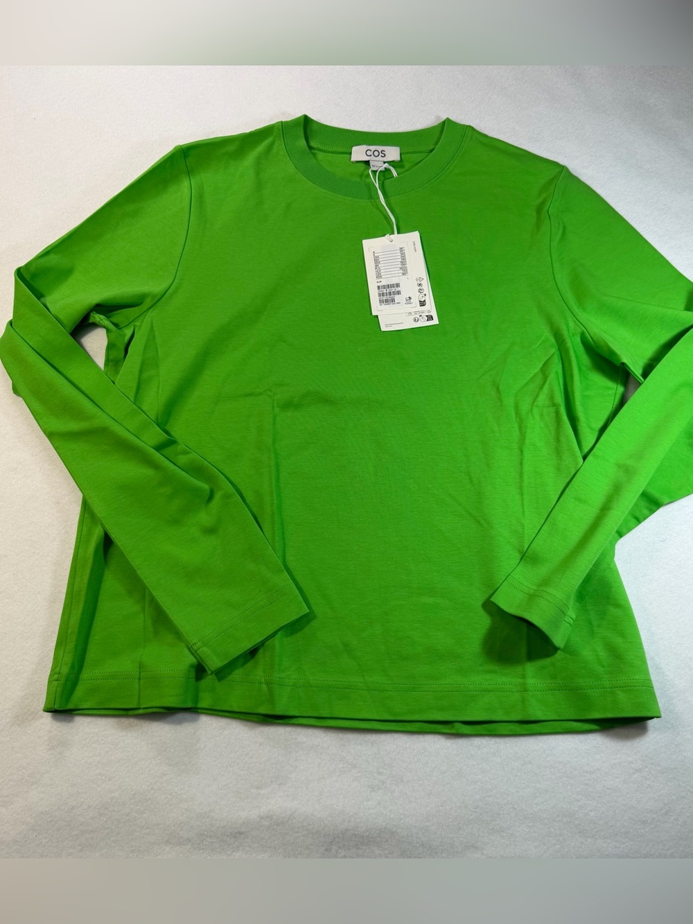 COS NWT Bright Green Organic Cotton Long Sleeve Top L